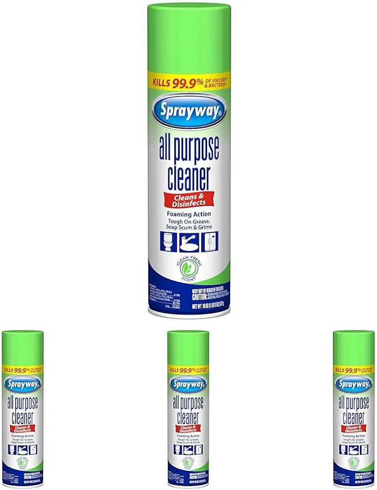 Sprayway SW5002R All Purpose Disinfectant Cleaner, Foaming Action, 19 Ounce (Pack of 4)