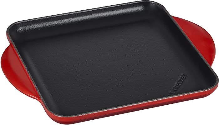 Le Creuset Enamaled Cast Iron Square Griddle, 9.5", Cerise