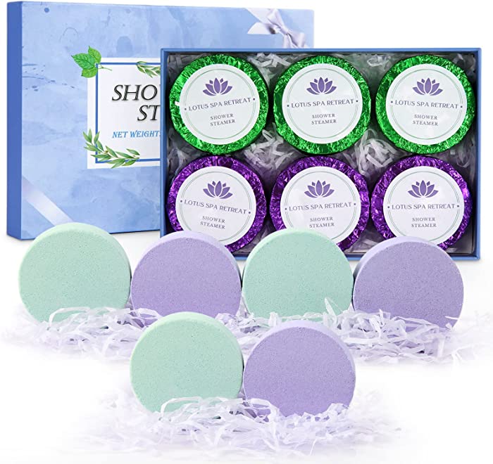 Shower Steamers Aromatherapy Gift Set Pack of 6 - Mother's Day Gifts for Mom - Shower Bombs Include Natural Eucalyptus Lavender Fragrances,for Stress Relief,Great Gift for Men and Women