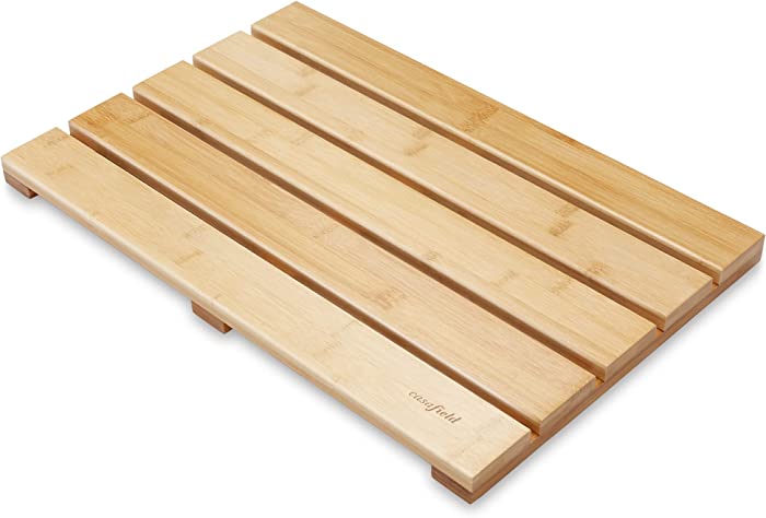 Casafield Bamboo Bath Mat, 20" x 13" Wooden Bathroom Floor Mat