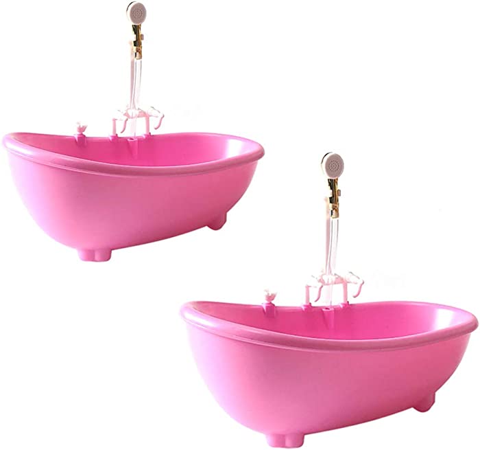 ibasenice Toy Bathtub for Dolls, Baby Doll Real Working Bath Set Electric Bathtub with Shower and Faucet Pretend Play Toy Play Water Accessories Fits Most Dolls