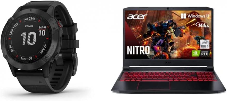 Garmin Fenix 6 Pro, Premium Multisport GPS Watch, Black & Acer Nitro 5 AN515-55-53E5 Gaming Laptop | Intel Core i5-10300H | NVIDIA GeForce RTX 3050 Laptop GPU | 15.6" FHD 144Hz IPS Display | 8GB DDR4