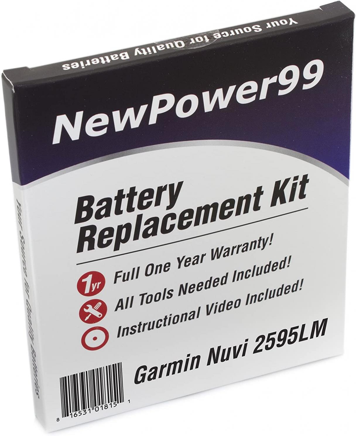 NewPower99 Battery Replacement Kit with Battery, Video Instructions and Tools for Garmin Nuvi 2595LM