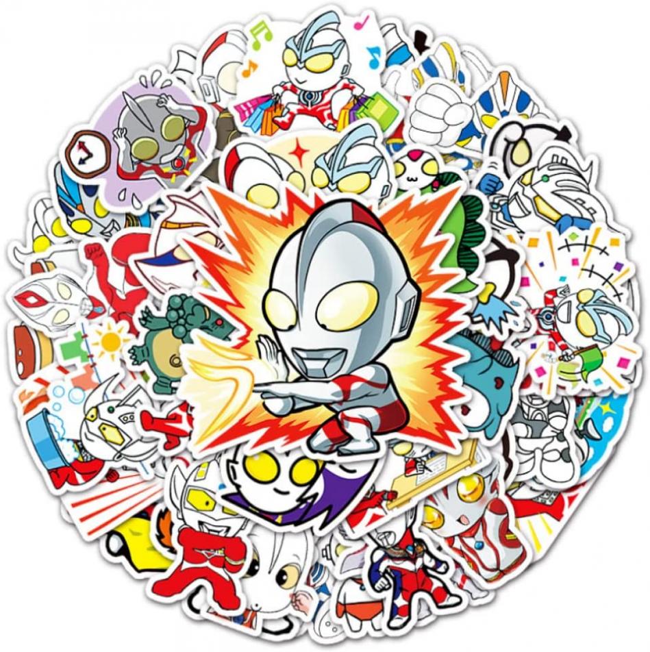 Norinoya 50PCS Cartoon Ultraman Stickers for Kids,Stickers for Water Bottle Laptop Notebook Room Graffiti,Stickers for Child Girls Boys Birthday Party Favor Supply (Ultraman)