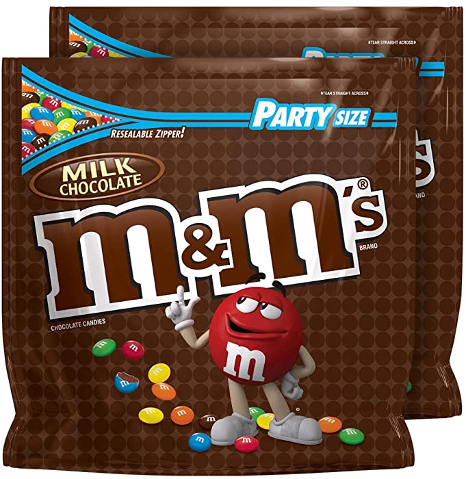 M&M'S Milk Chocolate Candy, Party Size, 38 oz Bag (Pack of 2)