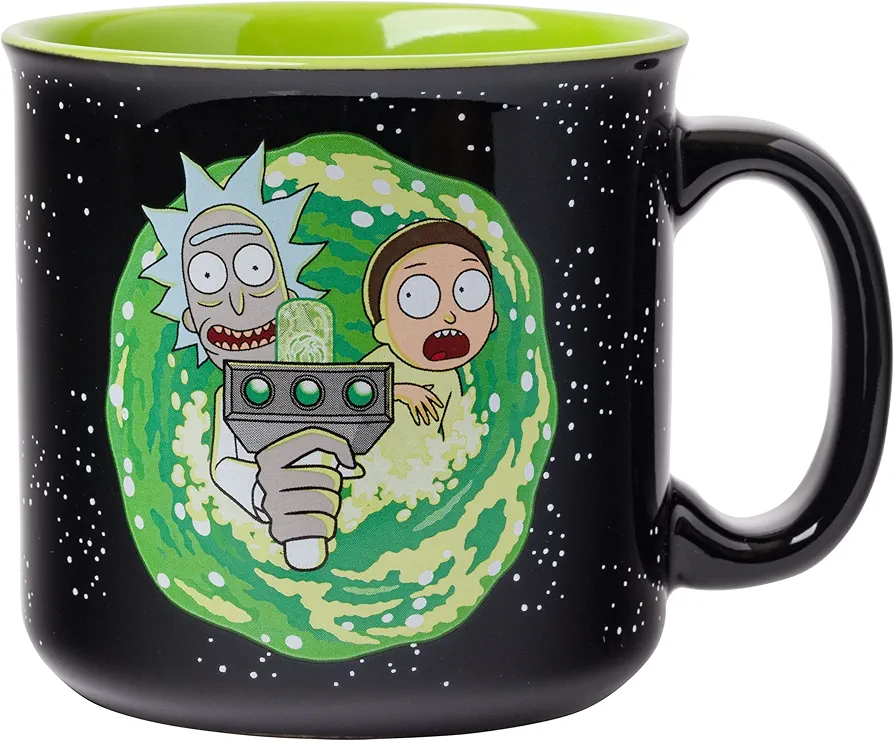 Silver Buffalo Rick and Morty Ram Portal Floor Ceramic Camper Mug, 20 Ounces