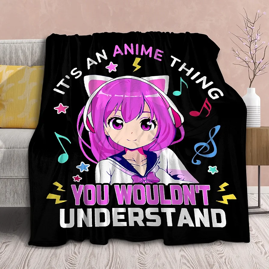 Anime Blanket Gifts for Girls Boys-50x60 Inches Soft Flannel Blanket Anime Gifts for Teen Girls Kids Comfy Anime Lover Stuff Kawaii Anime Room Decor for Women Men Christmas Bedding Sofa