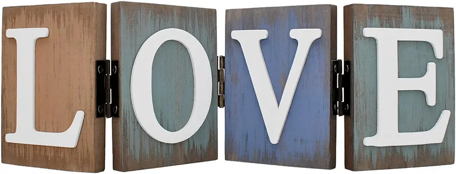 Wooden Home Sign Table Top Decor Decorative Letters Signs Freestanding Family Word Block Rustic Tabletop Centerpiece for Shelf Fireplace Mantel Farmhouse Kitchen Living Room (love)