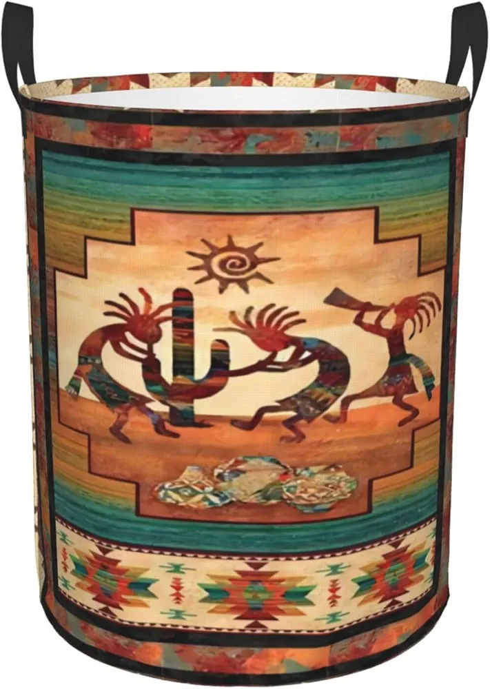 Southwest Native American Indian Aztec Pattern Dirty Clothes Basket, Foldable Laundry Basket, Storage Bucket For Bedroom, Bathroom And Laundry Room