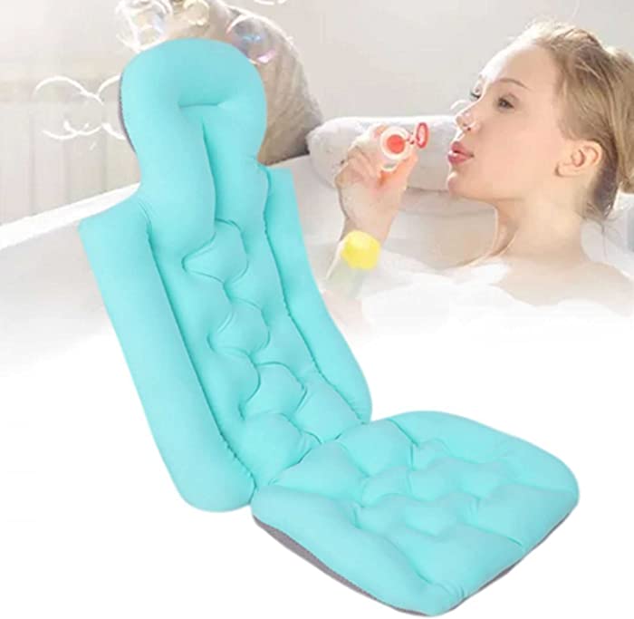 Spa Bath Pillow Waterproof, Bathtub Cushion Spa, Full Body Bath Pillows 3D Mesh Washable, with Suction Cup, Fit for Soaking Tub Bath Pillow and Spa Cushion