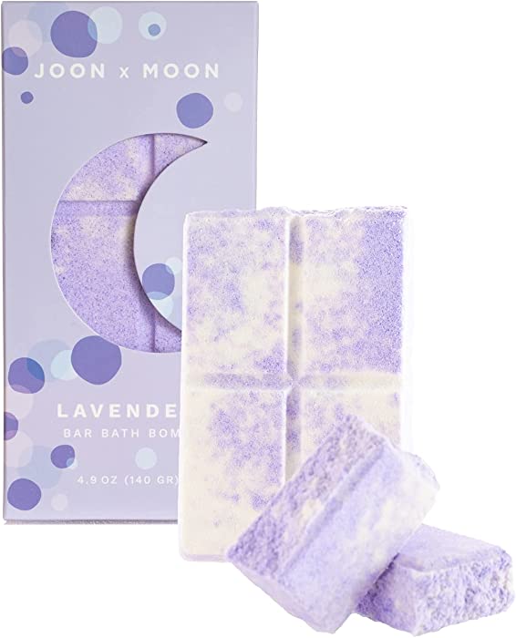 JOON X MOON Bath Bomb Bar (Lavender), Soothing Bath Soak for Relaxation and Hydrated Skin, Shea Butter & Sea Salt for a Nourishing Bubble Bath, 4.9 oz