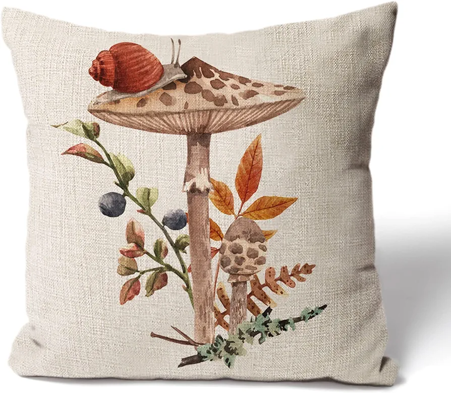 Cottagecore Room Decor Aesthetic - Fairycore Room Decor - Fall Room Decor - Mushroom Decor Throw Pillow Cover (18"x18")