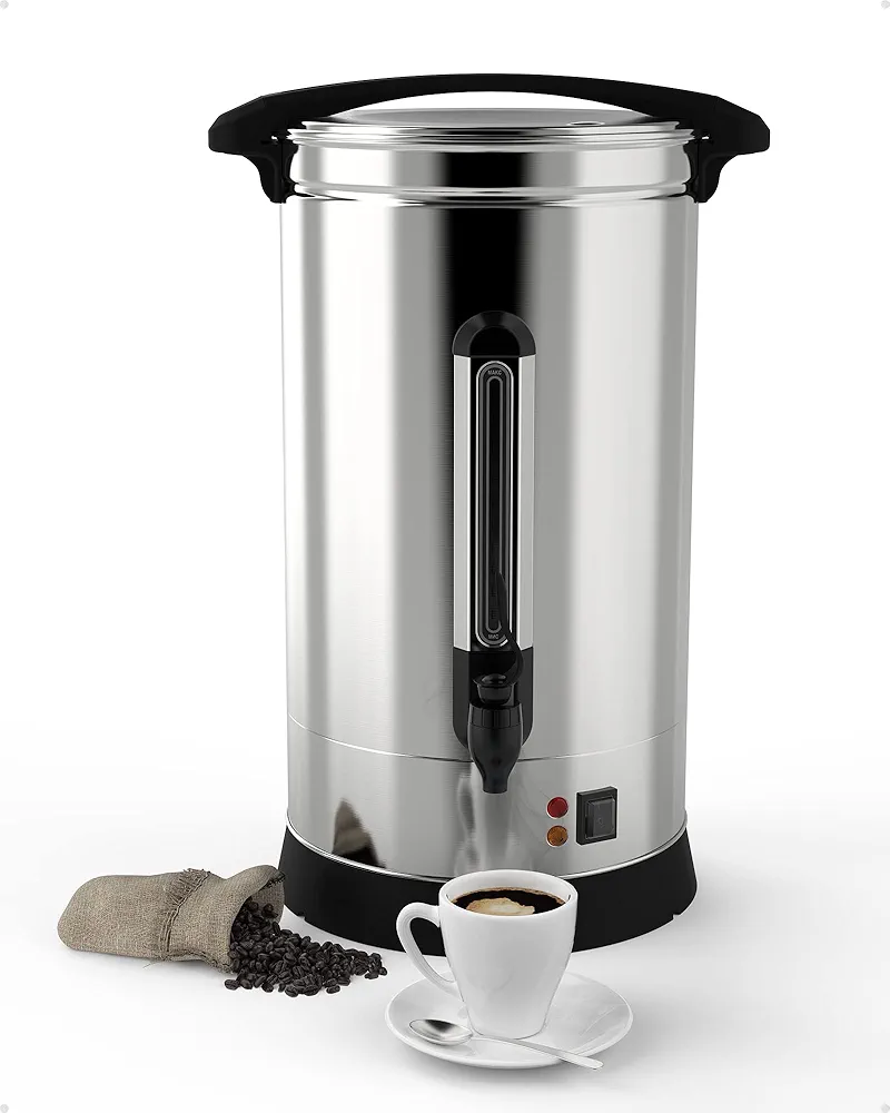 110 Cup 16L Dual-Layer Commercial Coffee Urn Hot Beverage Dispenser, Hot Water Urn for Churches, Meeting Rooms, Lounges, and Large Events