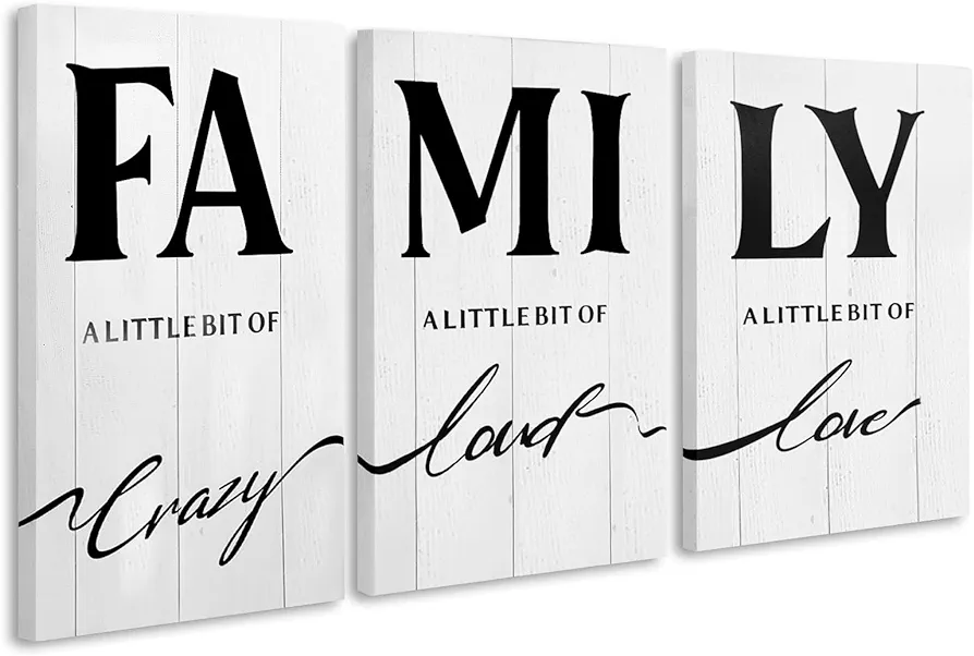 LIIGEMI Family Wall Decor Set of 3,Canvas Wall Art,Family Prints Signs Framed, Retro Artwork Decoration for Bedroom, Living Room, Home Wall Decor（11.8 x15.8 inch）