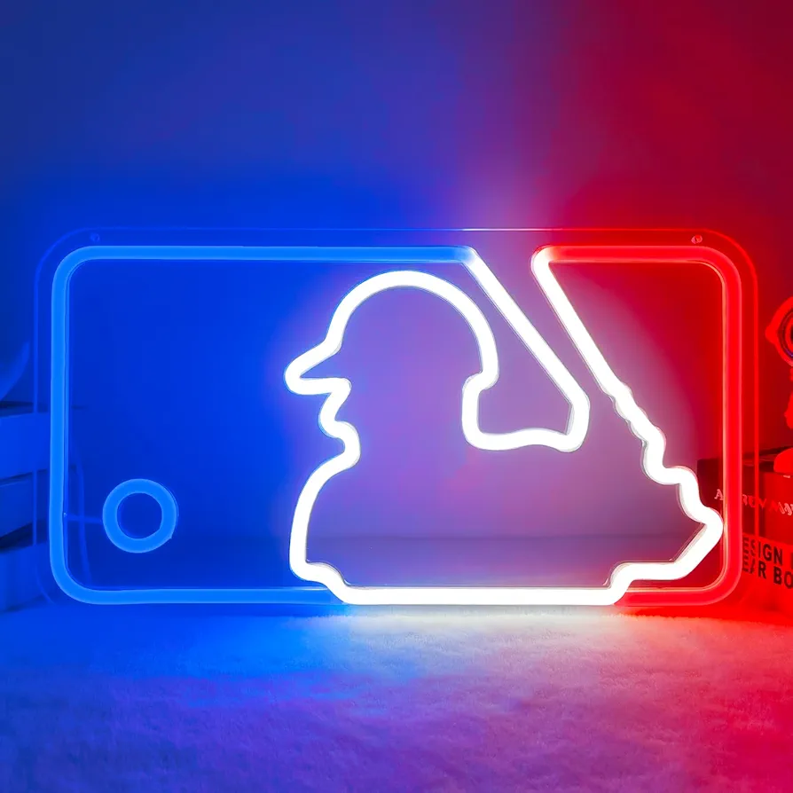 Baseball Neon Signs Neon Lights Signs Light Up Signs for Wall Dimmable LED Signs for Bedroom Boys Room Sport Club Bar Baseball Neon Wall Signs Light Wall Art Decor