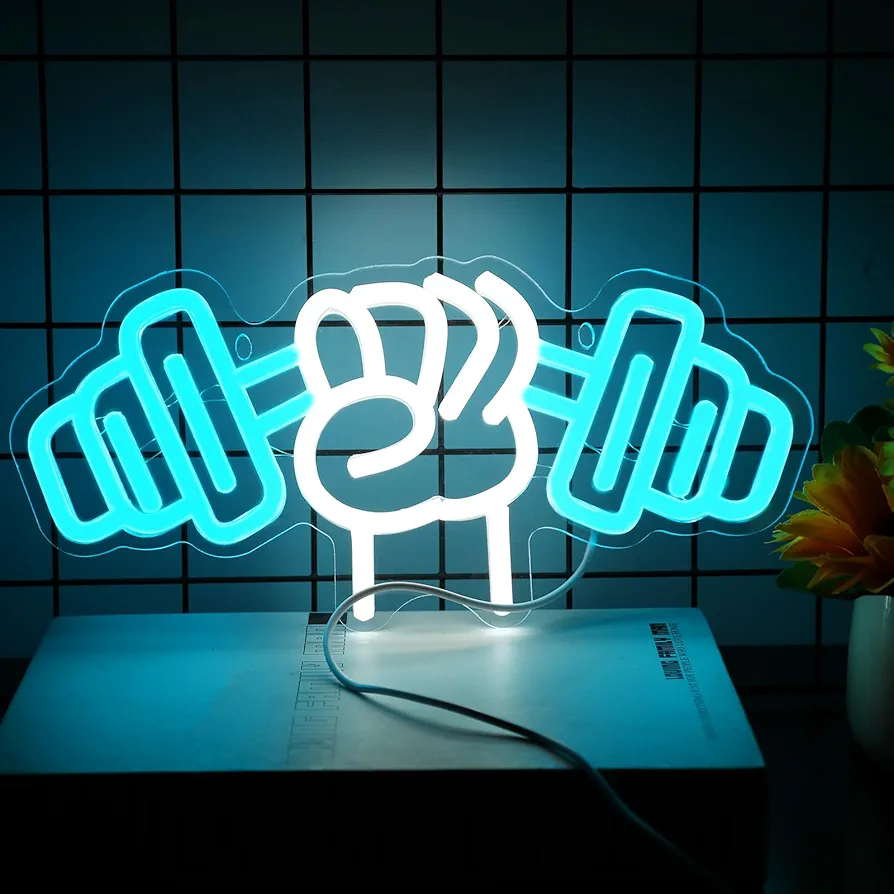 Dumbbell Neon Sign For Home Décor,Bedroom Decor,Led Sign,Room Neon Sign,Gym Decor,Sports Neon Sign,Men Women Wall Décor Gift Size 12''