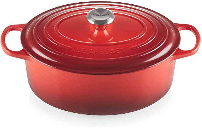 Le Creuset Enameled Dutch Oven Cast Iron Signature Oval Casserole, 31cm, 6.75 Qt, Cerise