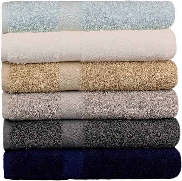 BEST TOWEL 6-Pack Bath Towels - Extra-Absorbent - 100% Cotton - 27" x 54" (Multi, 6 Pack Bath Towel)