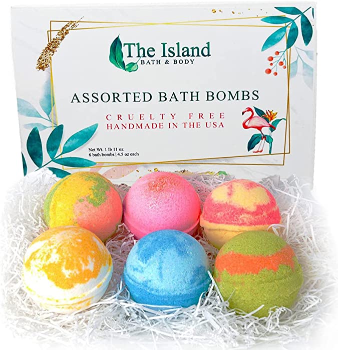 USA - 6 Large Bath Bomb Gift Set with Shea & Cocoa Butters- Best Gift Year Round- Made in The USA