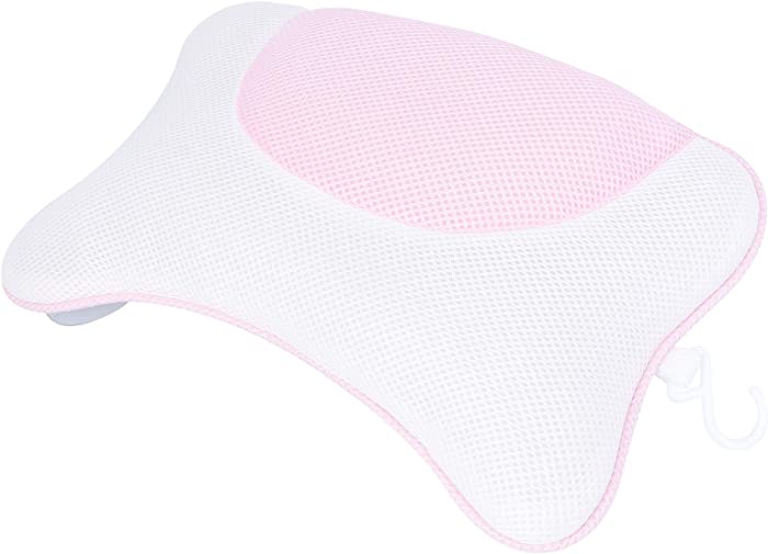 DOITOOL Pink Bath Pillow with Suction Cups Supports Neck and Shoulders Home Spa Pillows for Bathtub Hot Tub Bathtub Head Rest Pillow