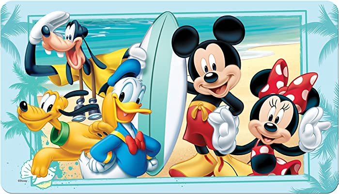 Ginsey Disney Mickey Mouse"Summer Fun" Decorative Bathtub Mat for Kids' Bathroom Decoration, Blue, Standard Tub Size