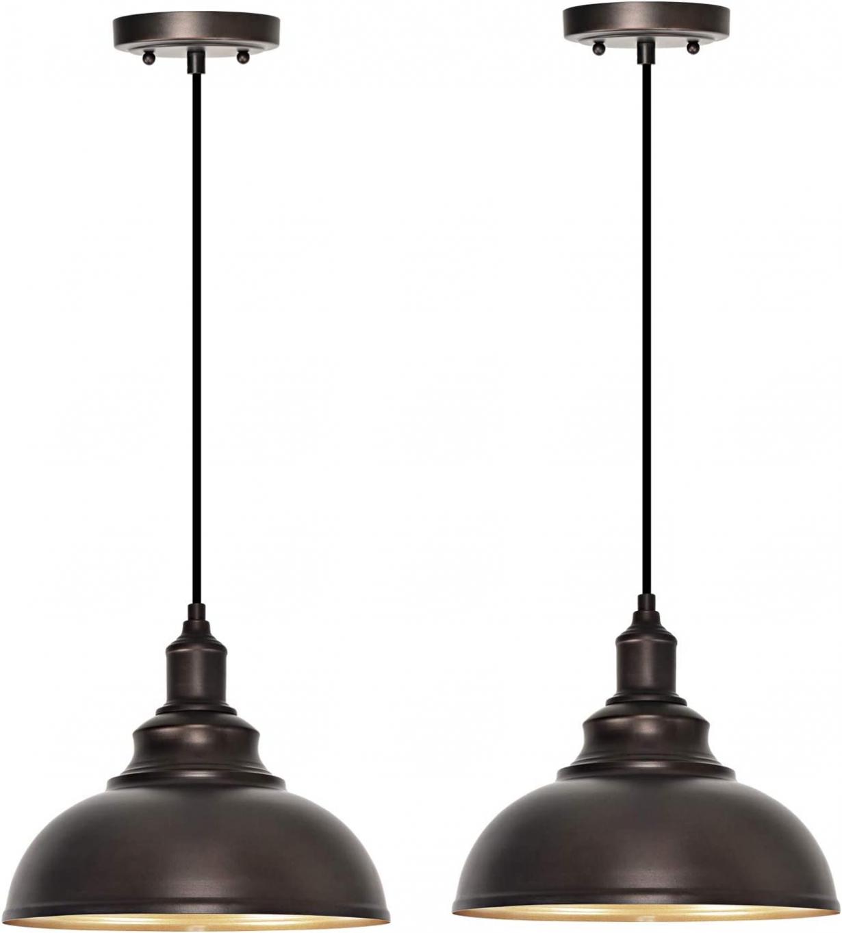 ALAISLYC 2 Pack Farmhouse Pendant Light Bronze Pendant Lights Kitchen Island Industrial Adjustable Hanging Barn Lamp Pendant Lighting Over Island Sink Light Fixtures