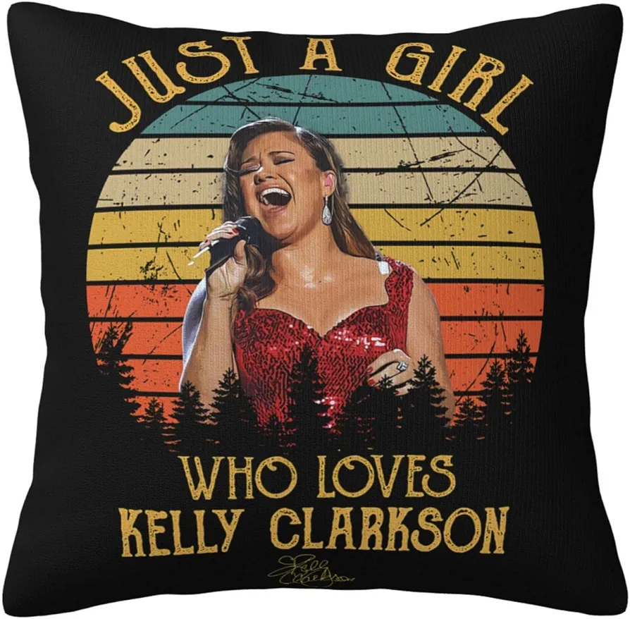 Kelly Music Clarkson Singer Throw Pillow Covers Soft and Cozy Square Pillowcase Cushion Case for Sofa Living Bedroom Room Couch Car 18" X 18"