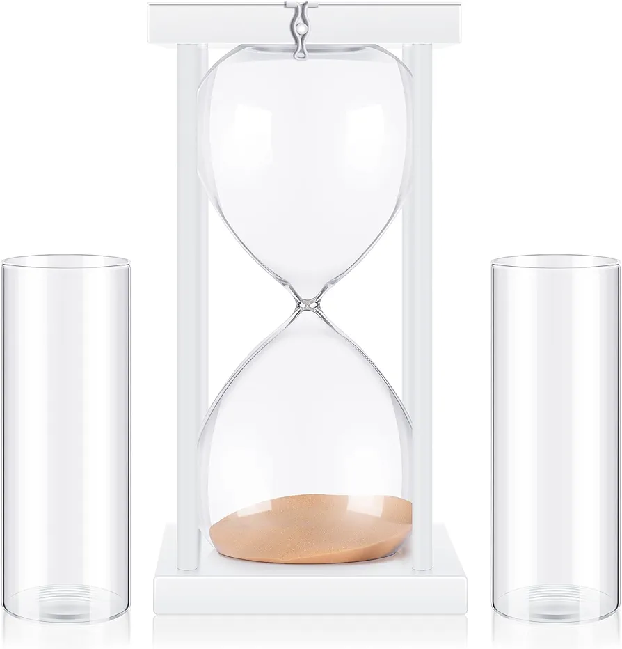 Hourglass Sand Timer 3 Pcs Unity Ceremony Hourglass Set Include 1 Pcs Personalized Sand Hourglass 2 Glass Cylinder 60 Minutes Cylinder Set for Wedding Home Desk Office Living Room Decor