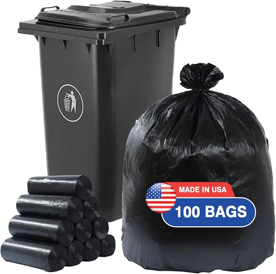 Sugar Box 1.25 Mic 55-60 Gallon Can Liner, 38 x 58 inch Trash Bag - Made in the USA (Pack of 100)