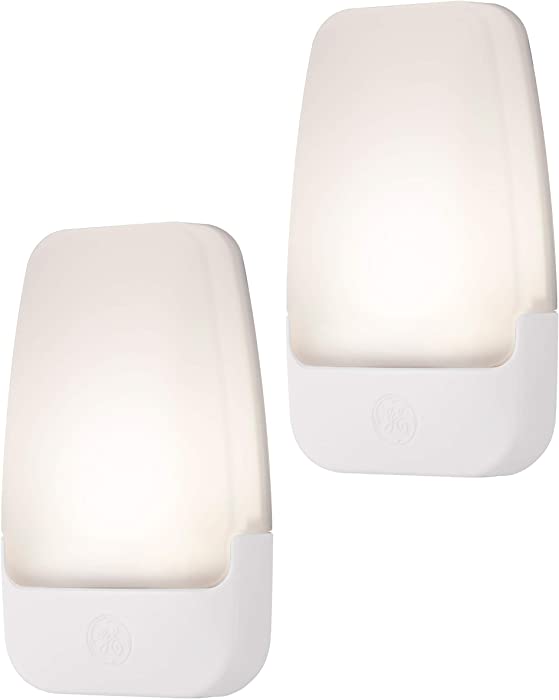 GE LED Night Light, Plug-in, Dusk to Dawn Sensor, Warm White, UL-Certified, Energy Efficient, Ideal Nightlight for Bedroom, Bathroom, Nursery, Hallway, Kitchen, 30966, 2 Pack