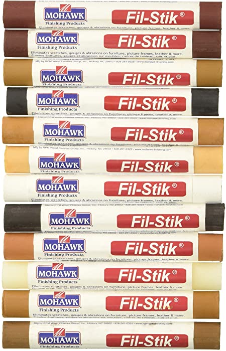 Mohawk Fill Stick (Fil-Stik) Furniture Cabinet Touch Up Putty Wax Filler 12 Pack Multi Kit M230-1250, 4 Inch Stick