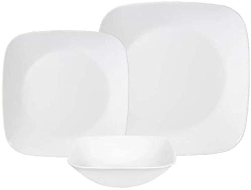 Corelle Square Pure White 18-Piece Dinnerware Set, Service for 6