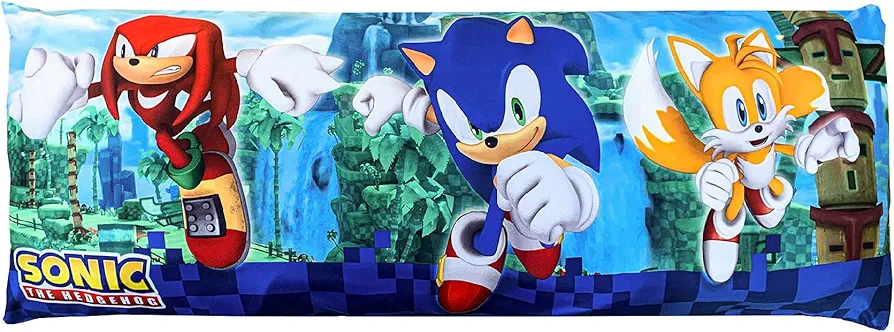 Franco Kids Bedding Super Soft Microfiber Zippered Body Pillow Cover, 54 in x 20 in, Sonic The Hedgehog