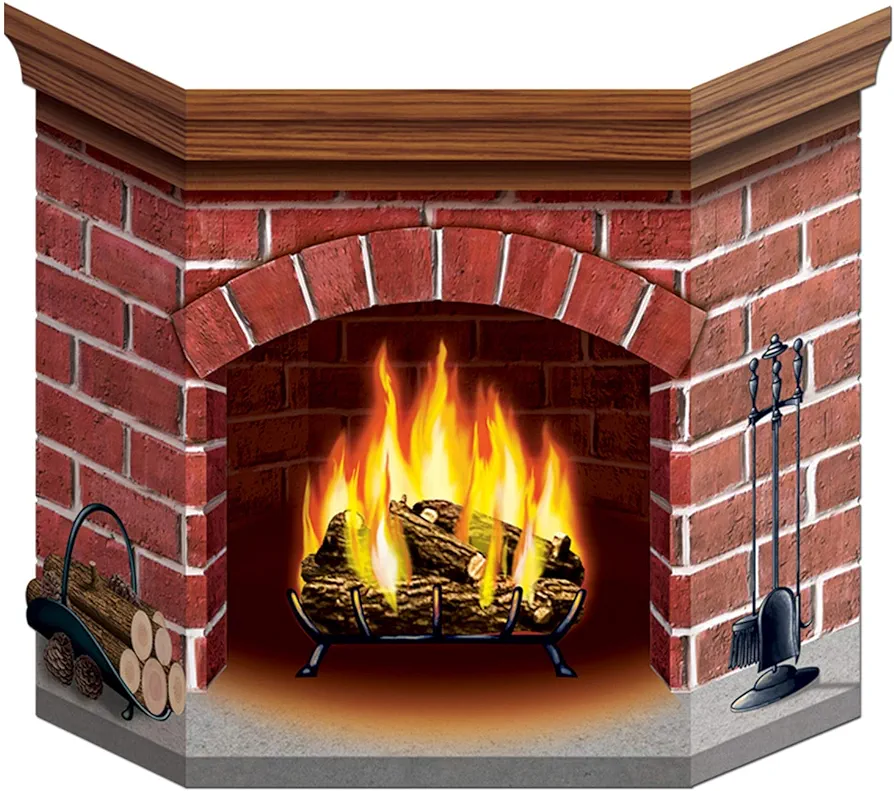 Brick Fireplace Stand-Up Party Accessory (1 count) (1/Pkg)