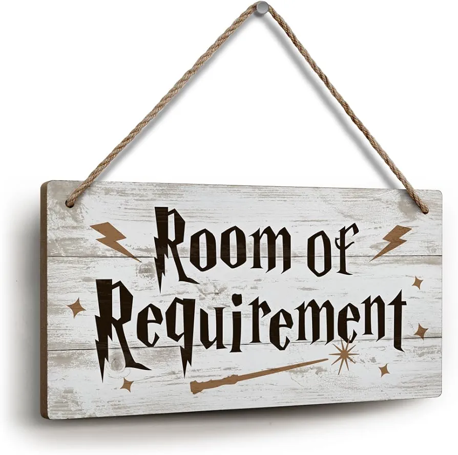 Room of Requirement Sign 6"x12" Wizards Themed Bathroom Decor Home Decor,Funny Wizards Hanging Wood Wall Art Decor for Nursery Front Door Office Supply Spare Room