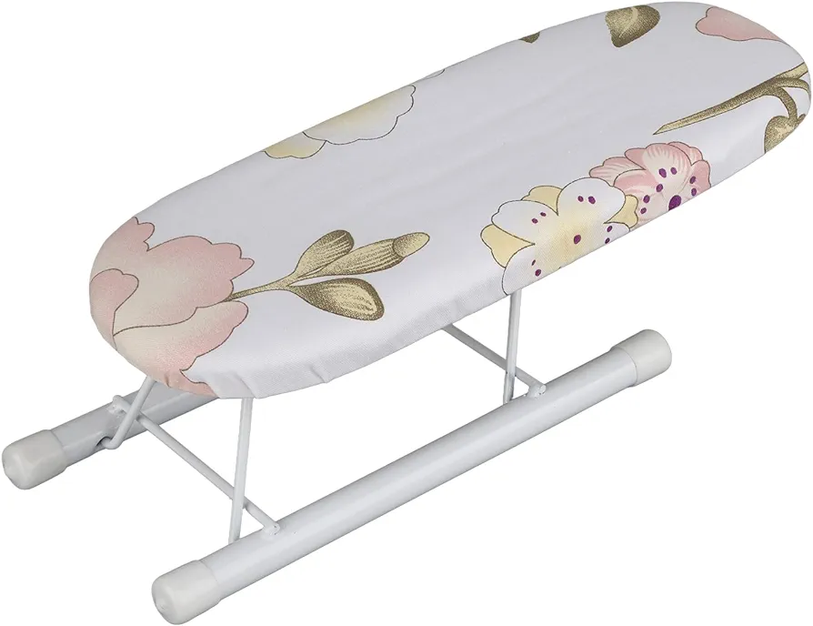 Foldable Mini Ironing Board, Space Saving Basic Sleeve Board Home Travel Cuffs Collars Handling Table with Folding Legs for Dorms and Small Spaces Sewing Craft Room Household Dorm (Peony)