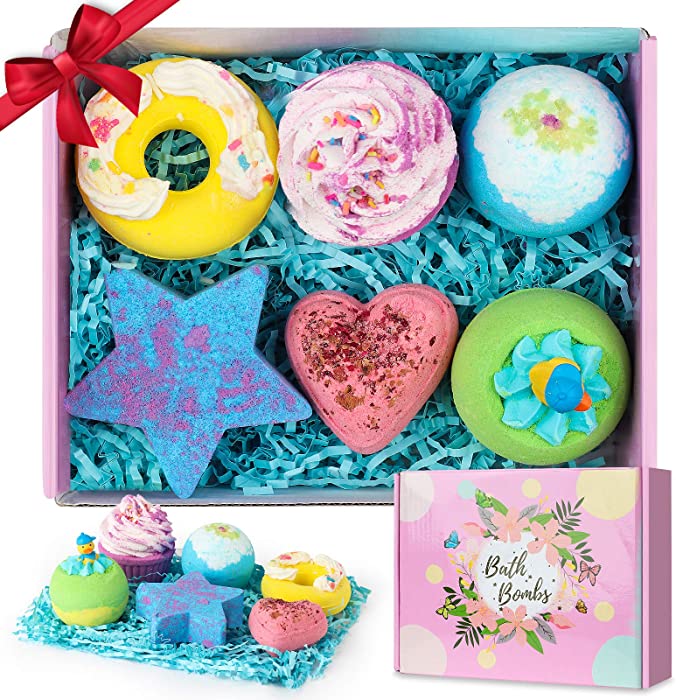 Bubble Bath Gift Set 6 for Kids Girls Organic Bath Bomb for Bubble & Spa Bath