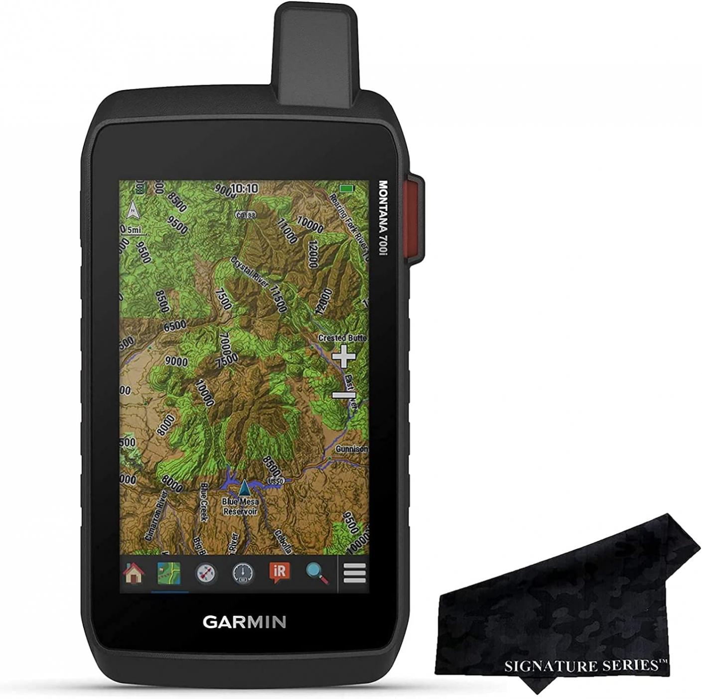 Garmin Montana 700i, Rugged GPS Handheld, Mapping, 5" Color Touchscreen and Signature Series Cloth (Renewed)