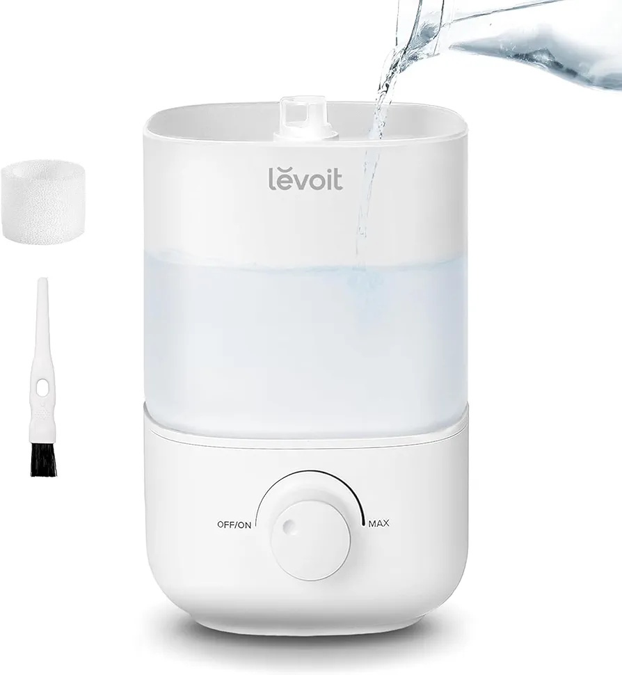 LEVOIT Top Fill Humidifiers for Bedroom, 2.5L Tank for Large Room, Easy to Fill & Clean, 28dB Quiet Cool Mist Air Humidifier for Home Baby Nursery & Plants, Auto Shut-off and BPA-Free for Safety, 25H