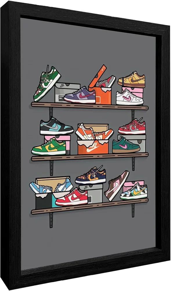 lixinxuyang - AJ Art Wall, Sneaker Poster - Hypebeast Room Decor, Sneaker Big Collection Poster, Michael Jordan Poster Frame Wall Art, Sneaker Air Sneaker Shoe Box Series Aesthetic Cool Guy Dorm