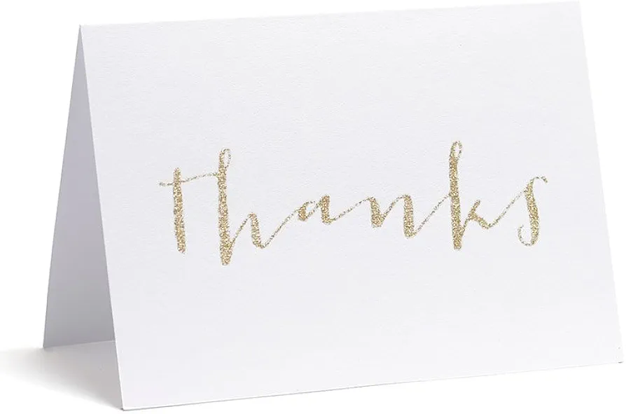 Gartner Studios Gold Glitter ‘Thanks’ Thank You Card, 5" x 3.5", 50 count