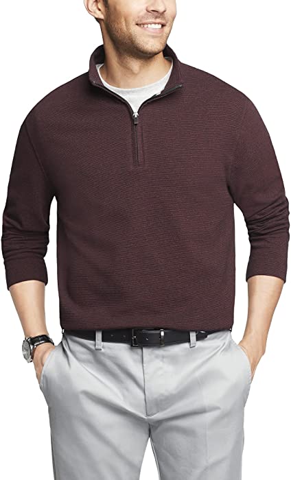 Van Heusen Men's Flex Long Sleeve 1/4 Zip Ottoman Solid Shirt