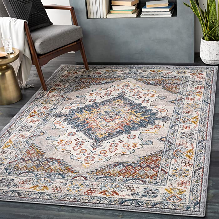 Artistic Weavers Anja Oriental Medallion Area Rug,5'2" x 7',Grey