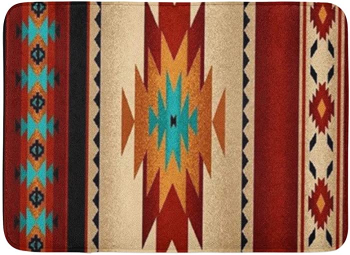 Coolest Secret Bath Mat Native Tribal Indian Geometric Brown Western South Southwestern Old Bathroom Decor Rug 20" x 32"