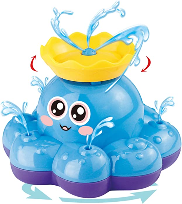 Bath Toy, Spray Water Octopus (Ramdom Colour), Can Float Rotate with Fountain, Funcorn Toys Floating Bathtub Shower Pool Bathroom Toy for Baby Toddler Infant Kid Party, Water Pump Electronic Sprayer