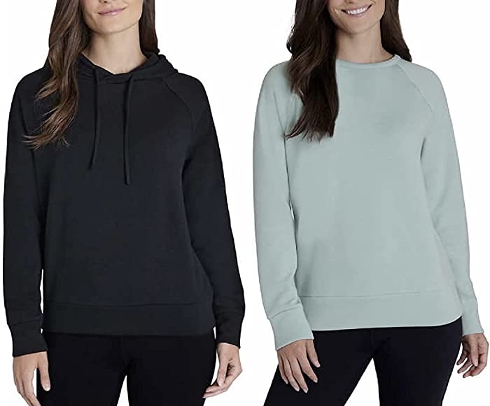 Eddie Bauer Women's Ultra Soft 2-Pack Comfort Combo, 1 Hoodie, 1 Crewneck Pullover