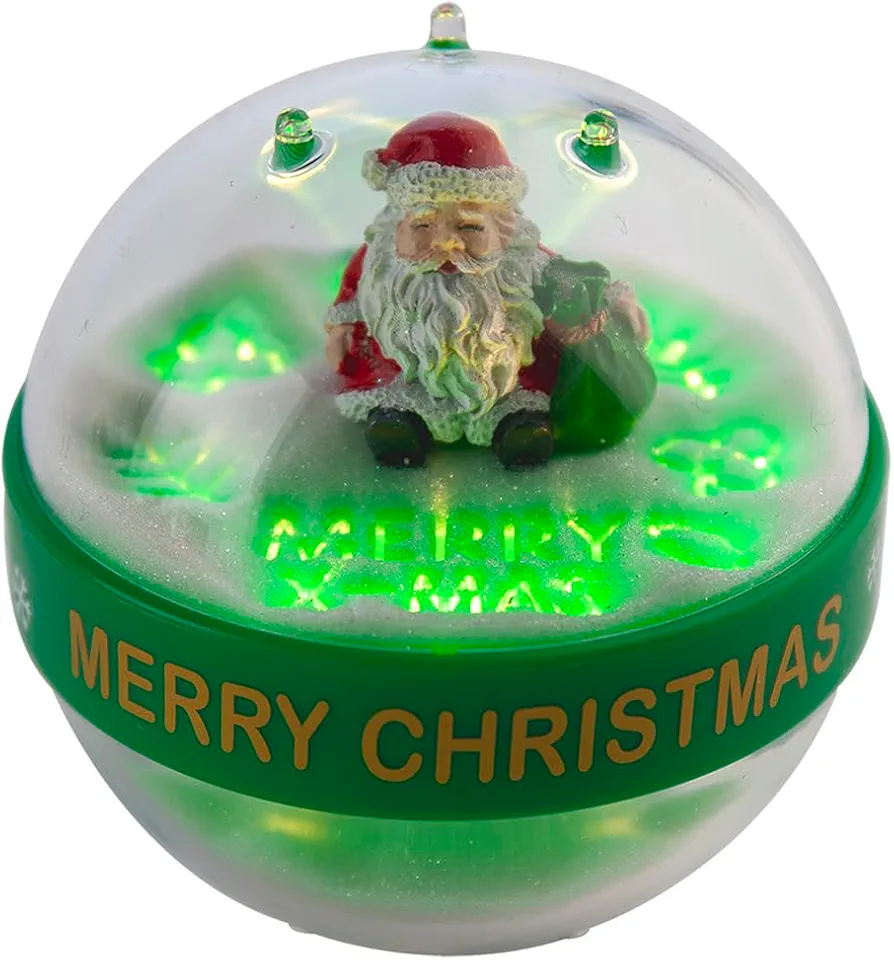 Tabletop Snow Globe Decoration Snowman Santa Claus Ornament Snowglobe Color Changing LED Decorative Small Night Light Snow Globe for Office/Living Room/Bedroom