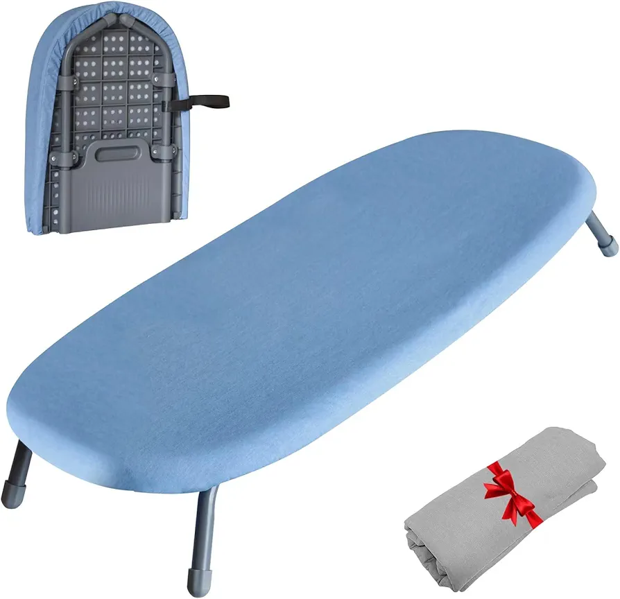 Small Ironing Board Tabletop 12" x 32", Folding Portable Travel Iron Board, Foldable Mini Ironing Board for Countertop, Small Spaces, Laundry Rooms and Dorms