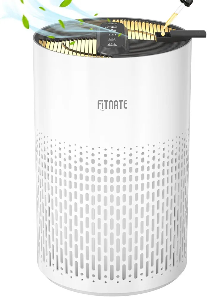 FITNATE Air Purifiers for Home Large Room Up to 1076 Ft² with Aromatherapy, H13 True HEPA Air Purifier for Pets, Quiet Air Cleaner for Dander Odor Dust Smoke Pollen, with Night Light,Timer, White