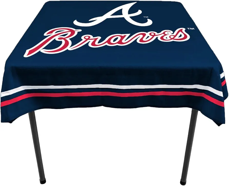 WinCraft Braves Logo Tablecloth and Square Table Cover Overlay